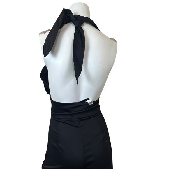 Frederica Tosi Black High Waisted Sexy Jumpsuit with Halter Tie sz 38=XS/S/2 NWT - Picture 6 of 13